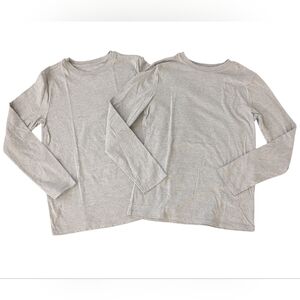 Big Boys Cat & Jack Solid Heather Grey Long Sleeve T-shirts (Size L 12/14)